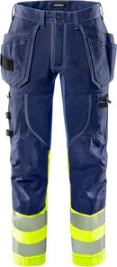 High vis rakentajan stretch housut lk 1 2608 FASG Neonkeltainen/Tummansininen - Suomen Brodeeraus