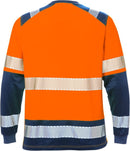 High vis pitkähihainen t-paita lk 2 7457 THV Hi-Vis Orange/Navy - Suomen Brodeeraus