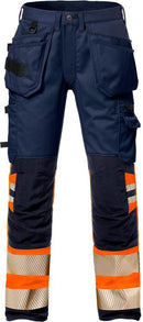 High vis rakentajan stretch housut naisten lk 1 2709 PLU Hi-Vis Orange/Navy - Suomen Brodeeraus
