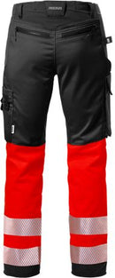 High vis Stretch housut lk 1 2705 PLU Hi-Vis Neonpunainen/Musta - Suomen Brodeeraus