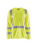 Highvis pitkähihainen t-paita, UV-suoja Huomio keltainen - Suomen Brodeeraus
