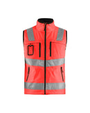 Highvis softshell liivi Huomio punainen - Suomen Brodeeraus