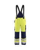 Highvis talvihousut henkseleillä Huomio keltainen/Mariininsininen - Suomen Brodeeraus