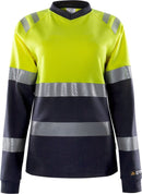 Palosuojattu Flamestat high vis pitkähihainen t-paita naisten lk 1 7108 TFL Hi-Vis Yellow/Navy - Suomen Brodeeraus