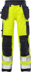 Palosuojatut High Vis housut naisten lk 2 2589 FLAM Hi-Vis Yellow/Navy - Suomen Brodeeraus