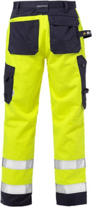 Palosuojatut High Vis rakentajan housut lk 2 2584 FLAM Hi-Vis Yellow/Navy - Suomen Brodeeraus
