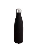 Teräksinen juomapullo 500ml, kumipinta, musta - Suomen Brodeeraus