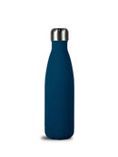 Teräksinen juomapullo 500ml, kumipinta, sininen - Suomen Brodeeraus