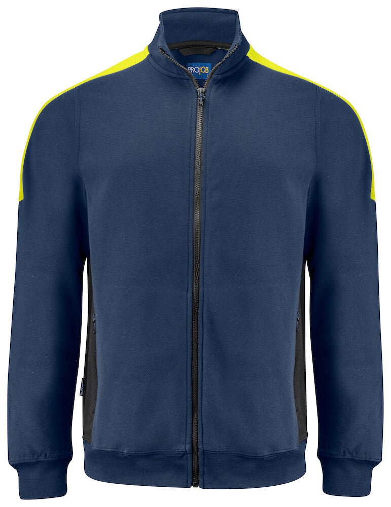 2129 SWEATSHIRT FULL ZIP Navy/Yellow - Suomen Brodeeraus