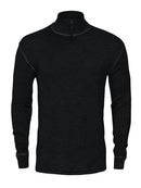 3107 Polo with zip wool/pa Black - Suomen Brodeeraus