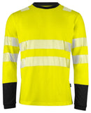 6014 TSHIRT L.S HI VIZ Yellow/Bl - Suomen Brodeeraus
