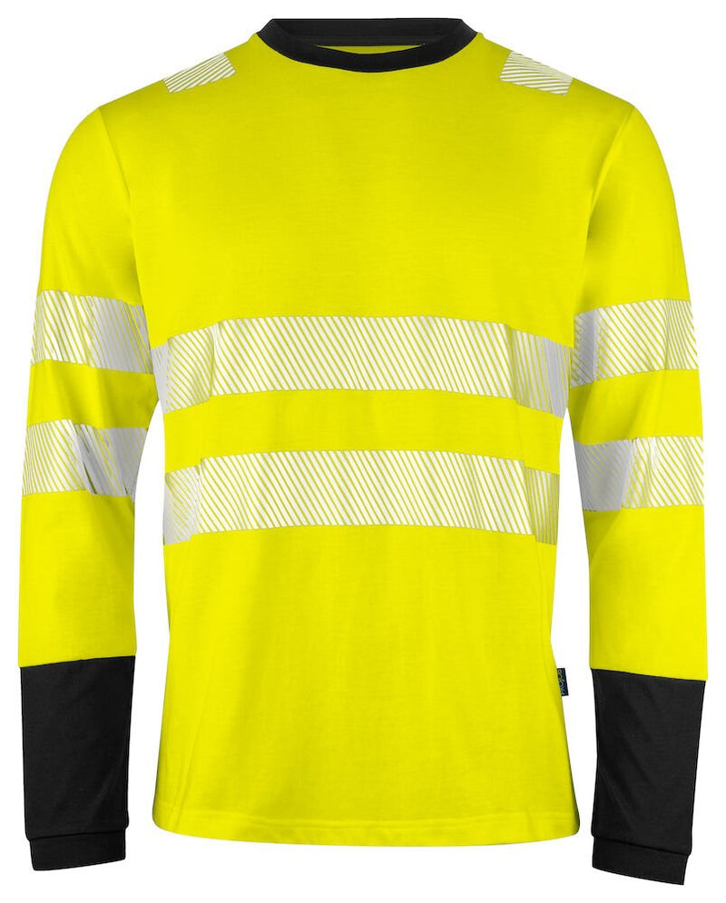 6014 TSHIRT L.S HI VIZ Yellow/Bl - Suomen Brodeeraus