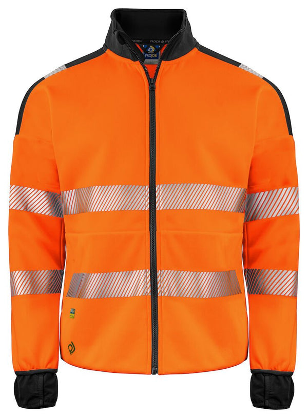 6109 SWEATSHIRT HI VIZ FULL ZIP Orange/blck - Suomen Brodeeraus