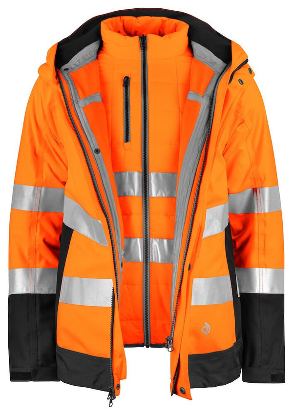 6445 JACKET 3-1 HI VIZ Orange/blck - Suomen Brodeeraus