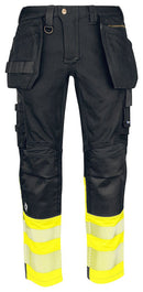 6525 PANTS Hi Viz. Yellow/Bl D100 - Suomen Brodeeraus