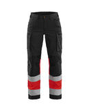 Naisten highvis housut stretch Musta/Huomiopunainen