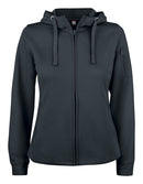 Basic Active Hoody FZ Ladies Black - Suomen Brodeeraus