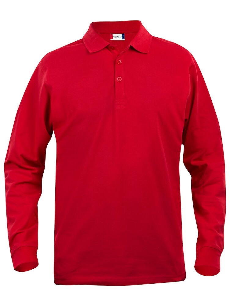 Basic Polo L/S Junior Red 90/100 - Suomen Brodeeraus