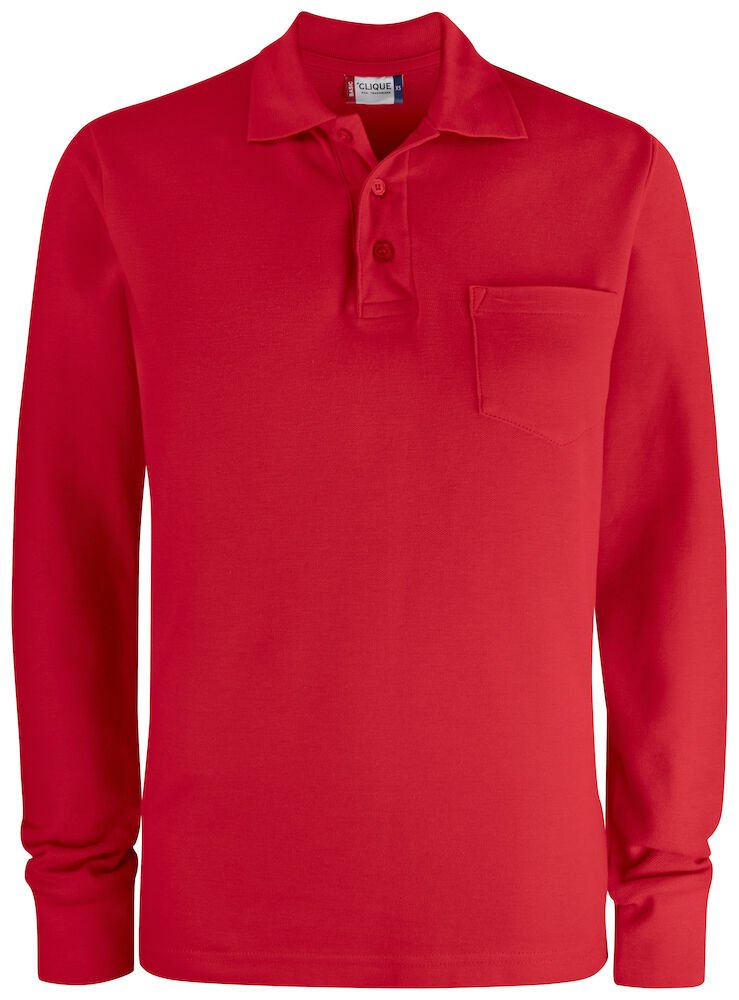 Basic Polo LS Pocket Red - Suomen Brodeeraus