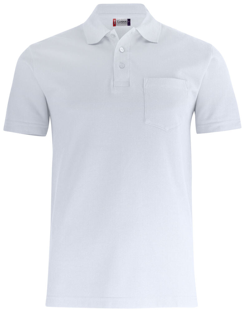 Basic Polo w. Pocket White - Suomen Brodeeraus