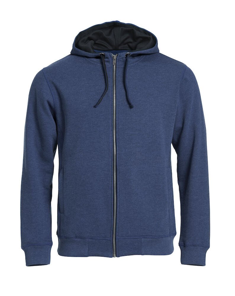 Classic Hoody full zip Blue mel - Suomen Brodeeraus