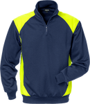 Collegepusero lyhyt vetoketju 7048 SHV Tummansininen/Neonkeltainen - Suomen Brodeeraus