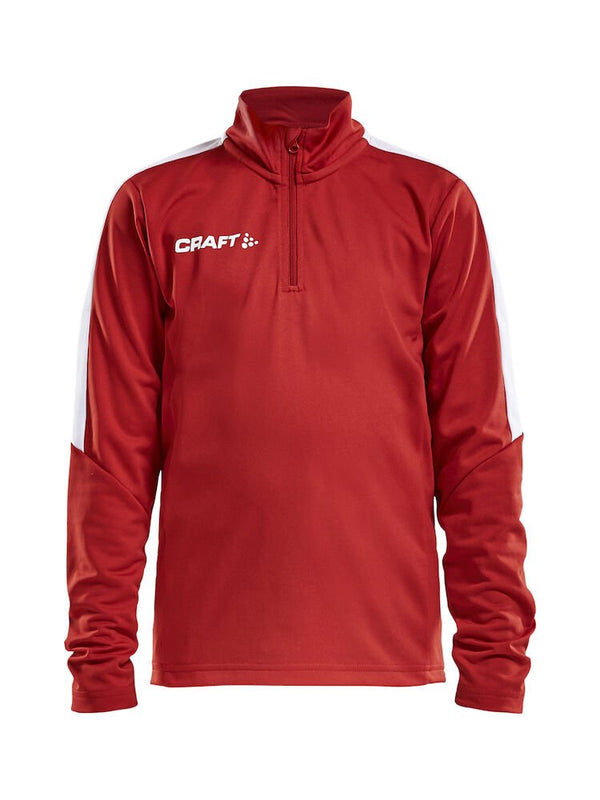 Craft Progress Halfzip LS tee JR Bright red - Suomen Brodeeraus