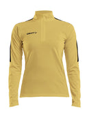 Craft Progress Halfzip LS tee wome Yellow/black - Suomen Brodeeraus