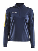 Craft Progress Halfzip LS tee women Navy/yellow - Suomen Brodeeraus
