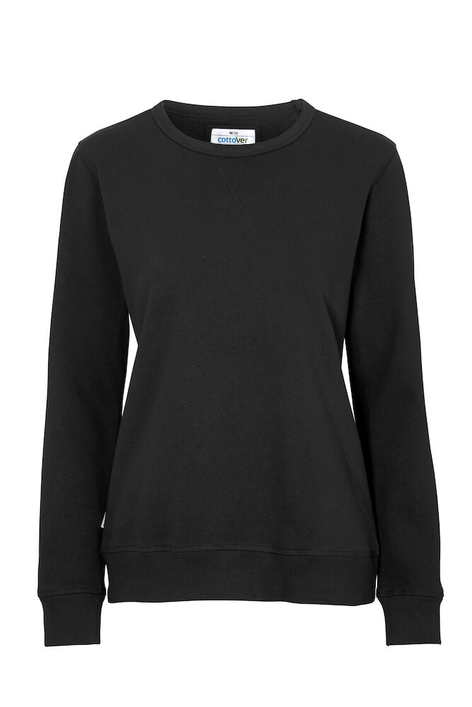 CREW NECK LADY (GOTS) BLACK L - Suomen Brodeeraus