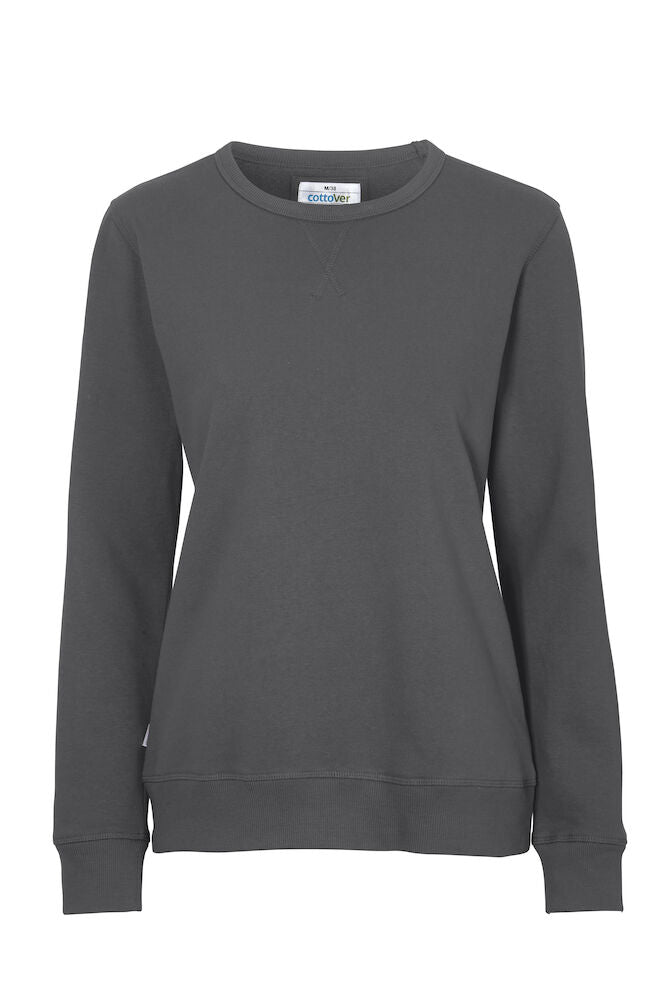 CREW NECK LADY (GOTS) CHARCOAL M - Suomen Brodeeraus