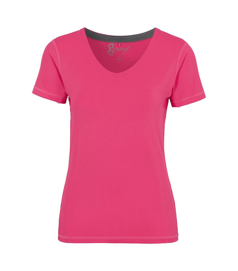 GRAPHIX CORUNA V - NECK Neon Pink - Suomen Brodeeraus