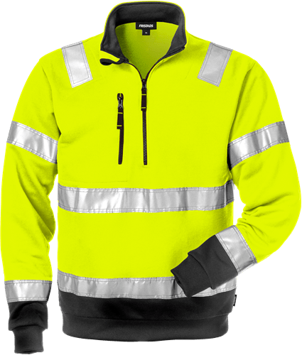 High vis college lyhyt vetoketju lk 3 728 SHV Neonkeltainen/Musta - Suomen Brodeeraus