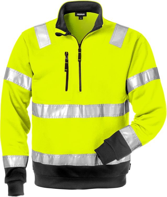 High vis college lyhyt vetoketju lk 3 728 SHV Neonkeltainen/Musta - Suomen Brodeeraus