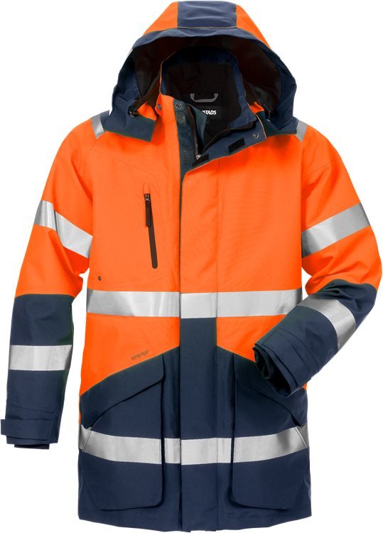 High vis GORE - TEX 3 - in - 1 talviparka lk 3 4989 GXB Neonoranssi/Tummansininen - Suomen Brodeeraus