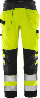 High vis Green rakentajan housut LK 2 2641 GPLU Neonkeltainen/Musta - Suomen Brodeeraus
