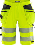 High vis Green rakentajan stretch shortsit lk 2 2646 GSTP Neonkeltainen/Musta - Suomen Brodeeraus