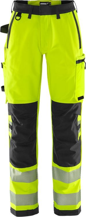 High vis Green stretch housut naisten lk 2 2665 GSTP Neonkeltainen/Musta - Suomen Brodeeraus