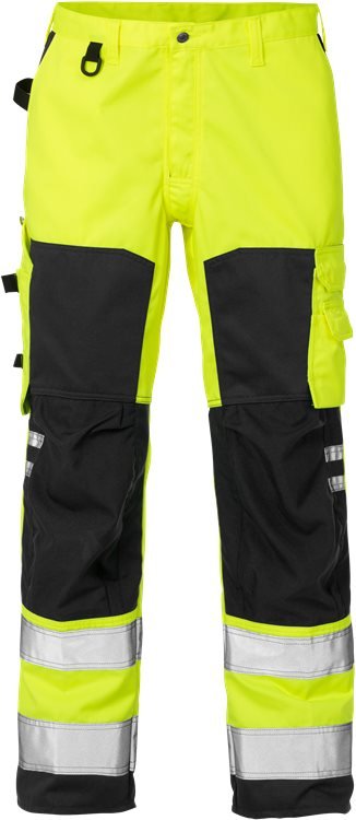 High vis housut lk.2, 2026 PLU Neonkeltainen/Musta - Suomen Brodeeraus