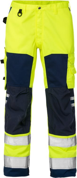 High vis housut lk.2, 2026 PLU Neonkeltainen/Tummansininen - Suomen Brodeeraus