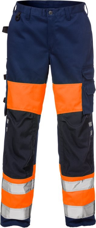 High vis housut naisten lk 1 2139 PLU Neonoranssi/Tummansininen - Suomen Brodeeraus