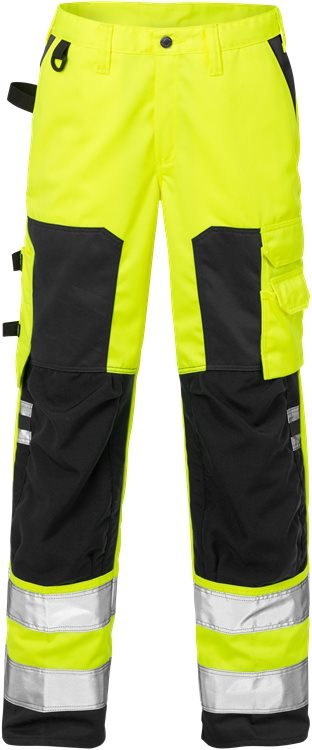 High vis housut naisten lk 2 2135 PLU Neonkeltainen/Musta - Suomen Brodeeraus