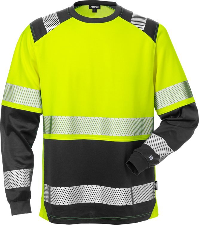 High vis pitkähihainen t - paita lk 2 7457 THV Neonkeltainen/Musta - Suomen Brodeeraus