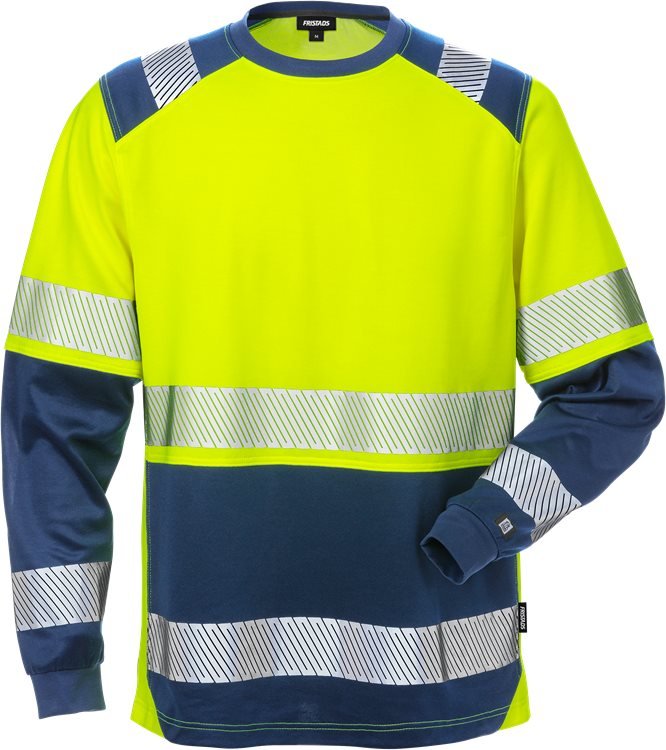 High vis pitkähihainen t - paita lk 2 7457 THV Neonkeltainen/Tummansininen - Suomen Brodeeraus