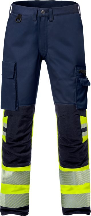 High vis rakentajan Stretch housut lk 1 2706 PLU Neonkeltainen/Tummansininen - Suomen Brodeeraus