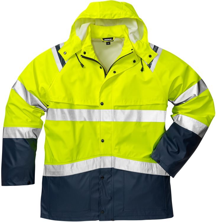 High vis sadetakki lk 3 4624 RS Neonkeltainen/Tummansininen - Suomen Brodeeraus