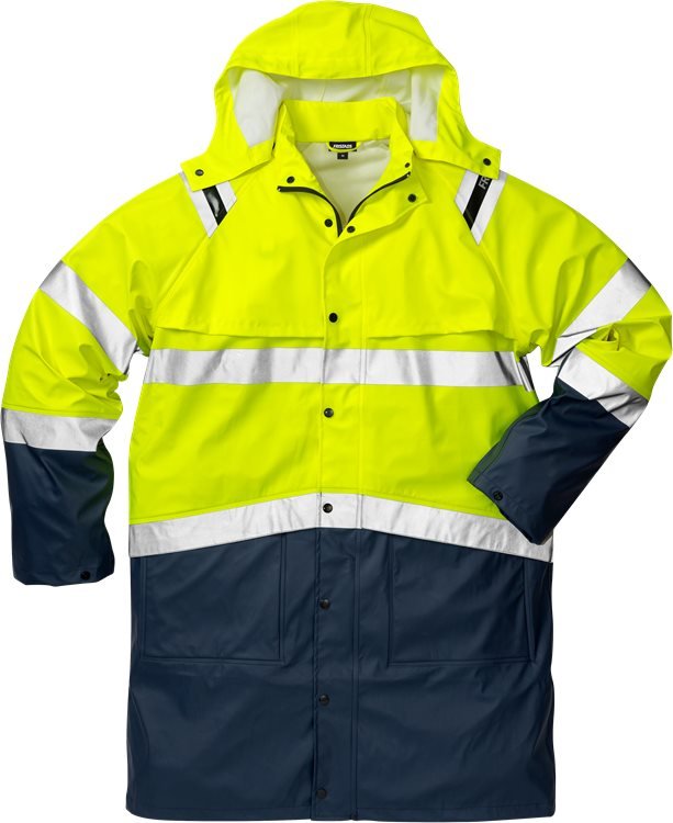 High vis sadetakki lk 3 4634 RS Neonkeltainen/Tummansininen - Suomen Brodeeraus