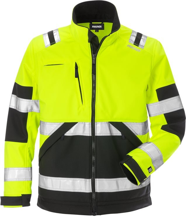 High vis softshell takki lk 2 4083 WYH Neonkeltainen/Musta - Suomen Brodeeraus