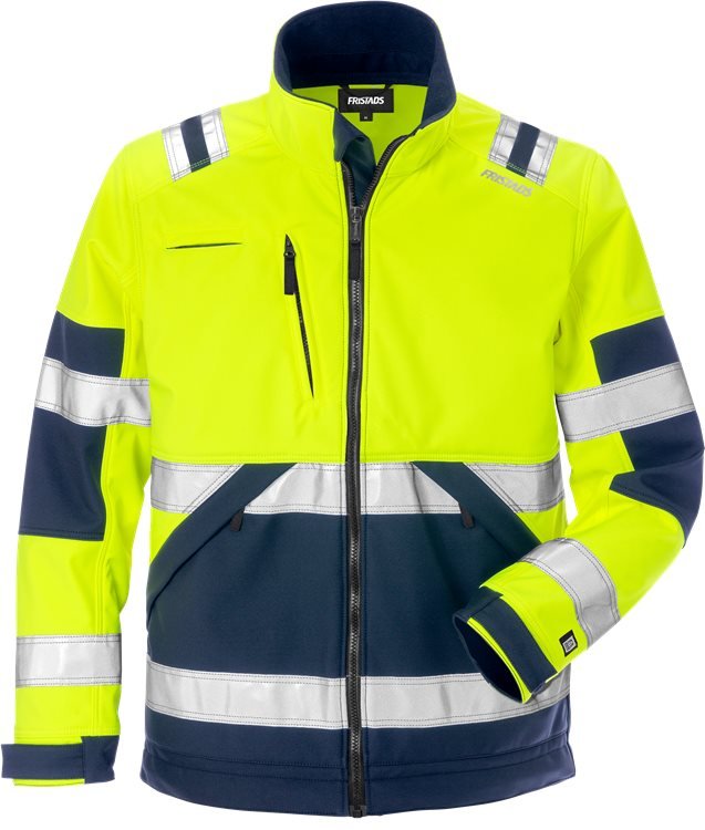 High vis softshell takki lk 2 4083 WYH Neonkeltainen/Tummansininen - Suomen Brodeeraus