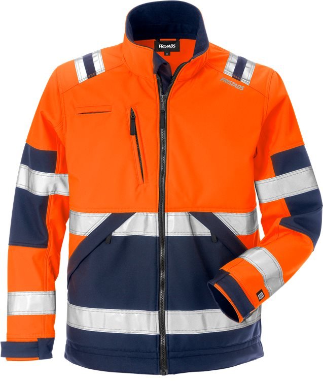 High vis softshell takki lk 2 4083 WYH Neonoranssi/Tummansininen - Suomen Brodeeraus